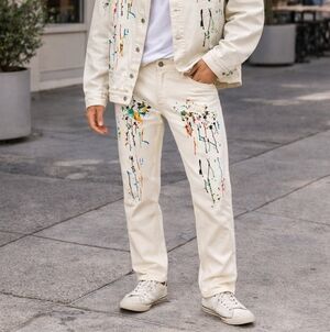 MOSTLY HEARD RARELY SEEN Embroidered Splattered Paint PANTS Men's 30x46